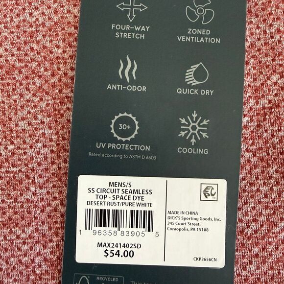 VRST Men's Circuit Seamless Short Sleeve Top in Desert Rust/Pure White Sz S NWT - Picture 8 of 10